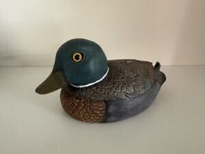 Vintage Mallard Duck Trinket Box Ceramic Covered Dish Figurine Decor Cabin